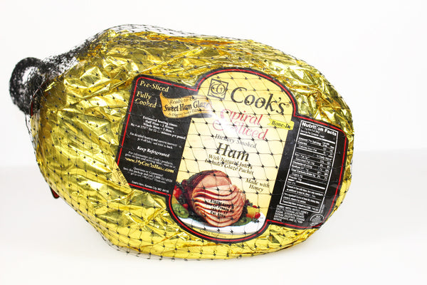 Cooks Fully Cooked Brown Sugar Hickory Smoked Spiral Sliced Half Ham, 10.977 Pound -- 4 per Case