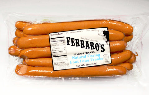 Ferraro's 3lb Foot Long Natural Casing Franks  $14.99